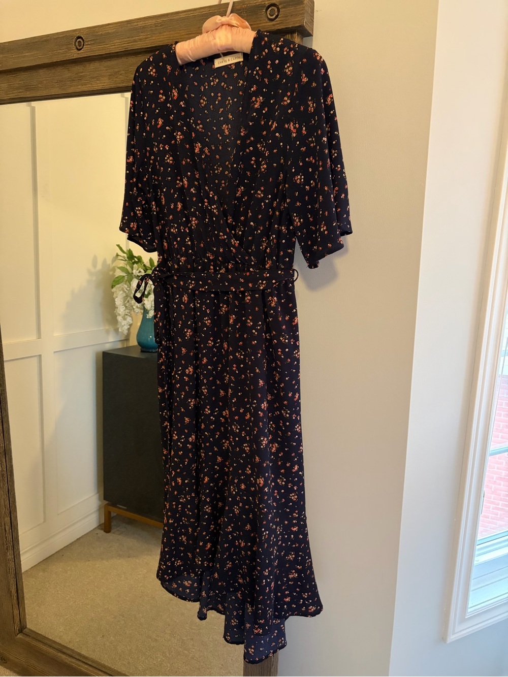 Navy Floral Wrap Midi Dress -  Chris & Carol